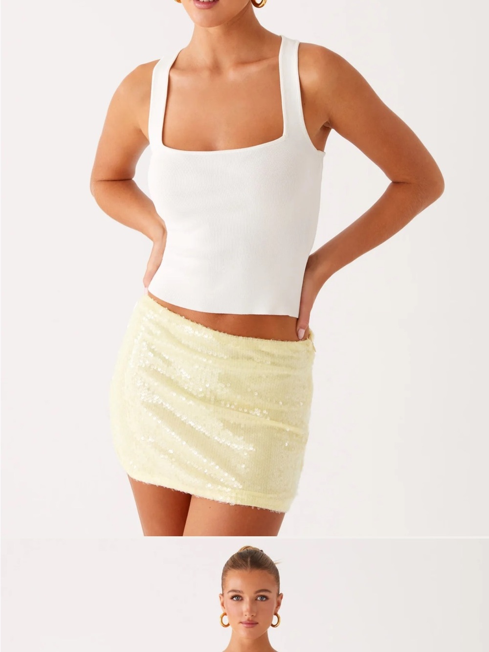 Peppermayo Pale Yellow Sequin Mini Skirt